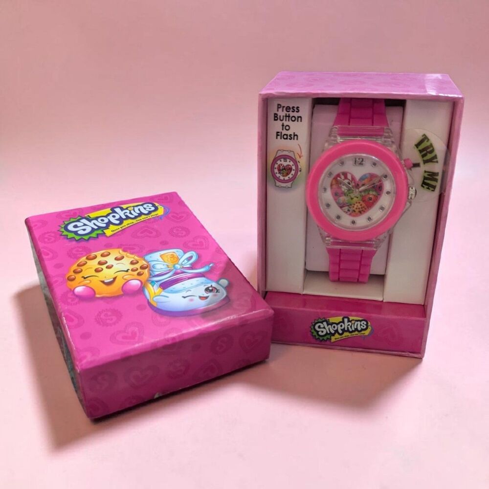 Shopkins Light-Up Kids Watch New in Box, Pink Shopkins Wristwatch, Collectible